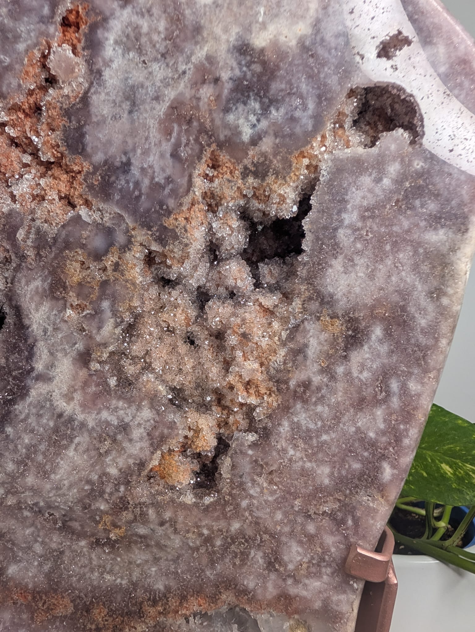 Pink Amethyst Druzy Slab on Stand