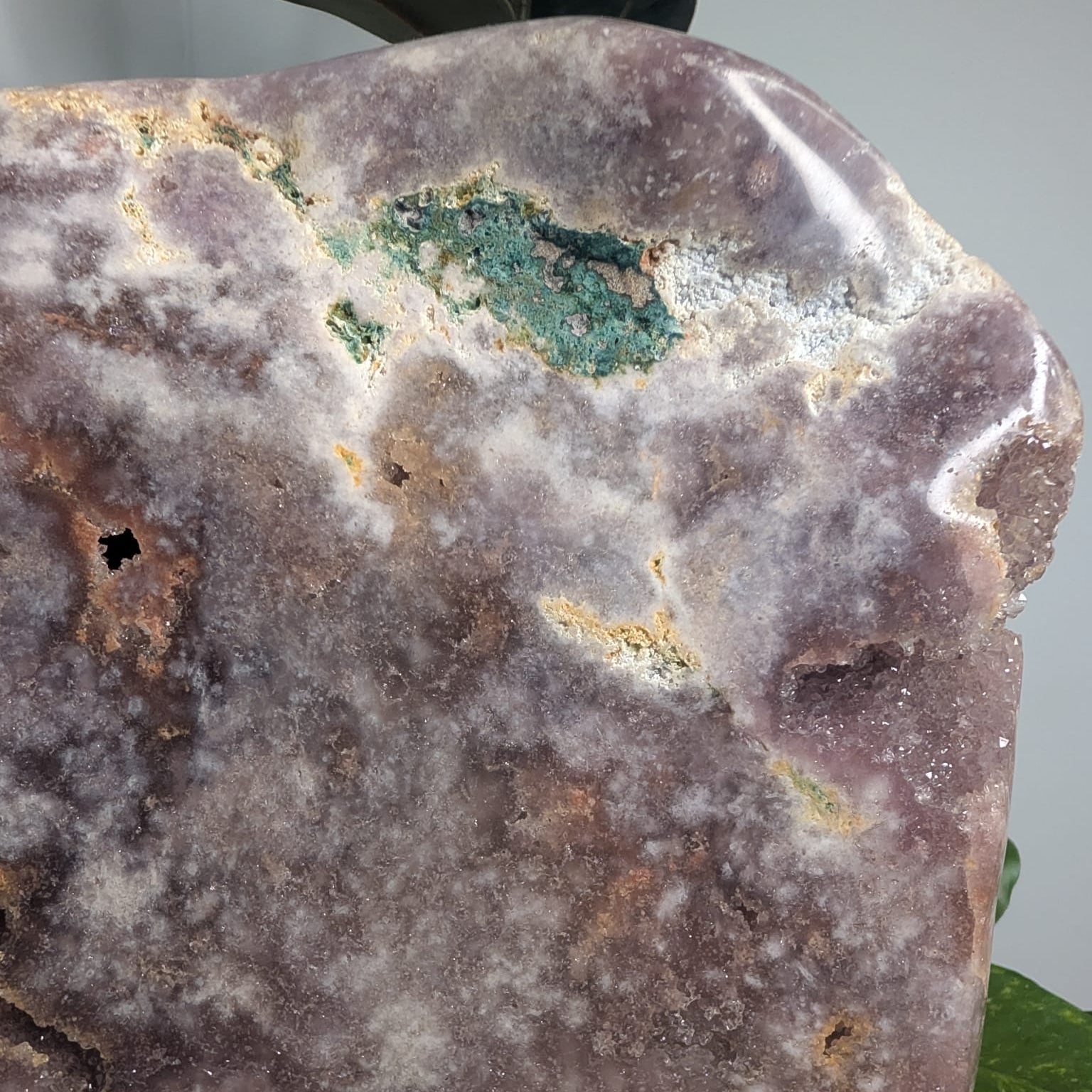 Pink Amethyst Druzy Slab on Stand