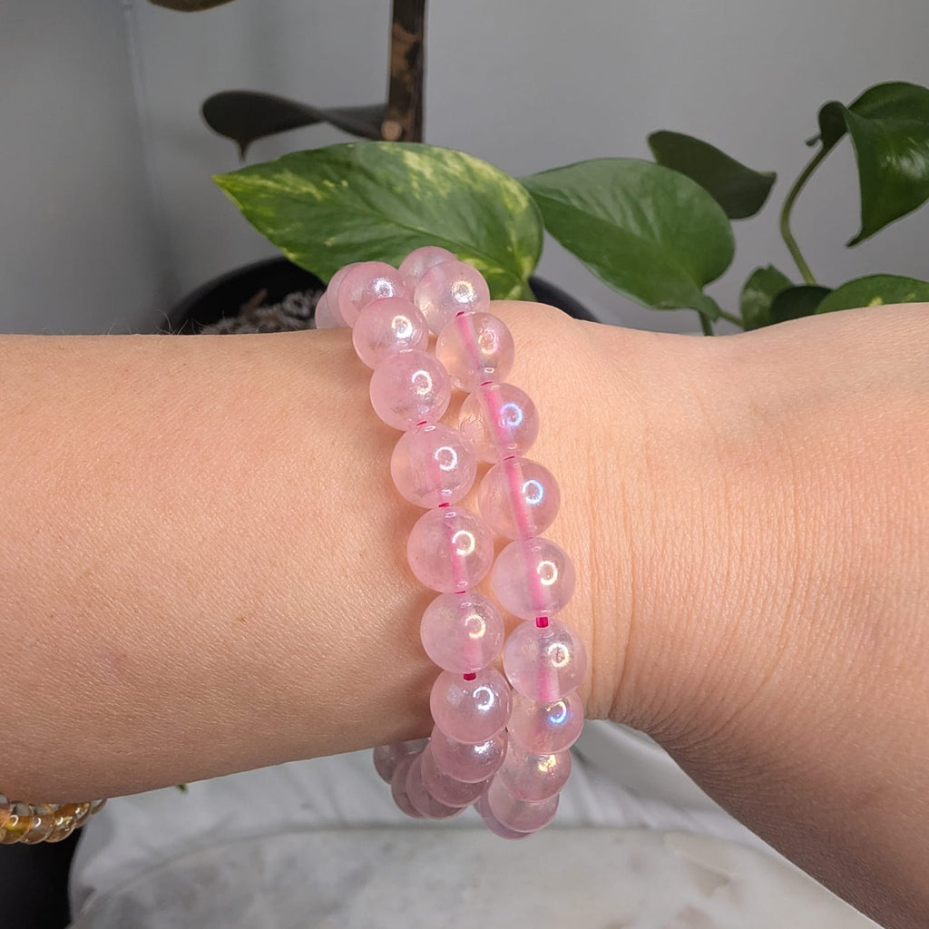Aura Rose Quartz Beaded Bracelet