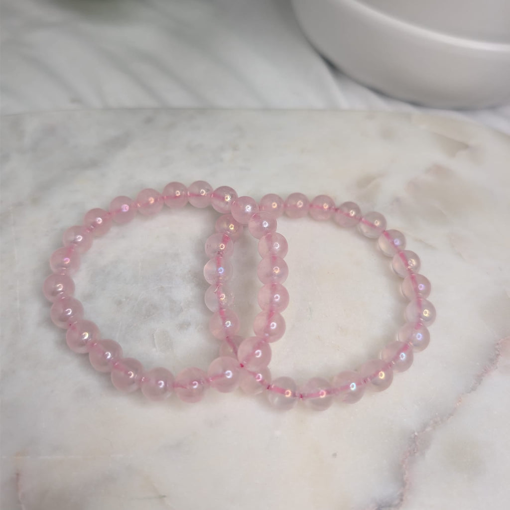 Aura Rose Quartz Beaded Bracelet