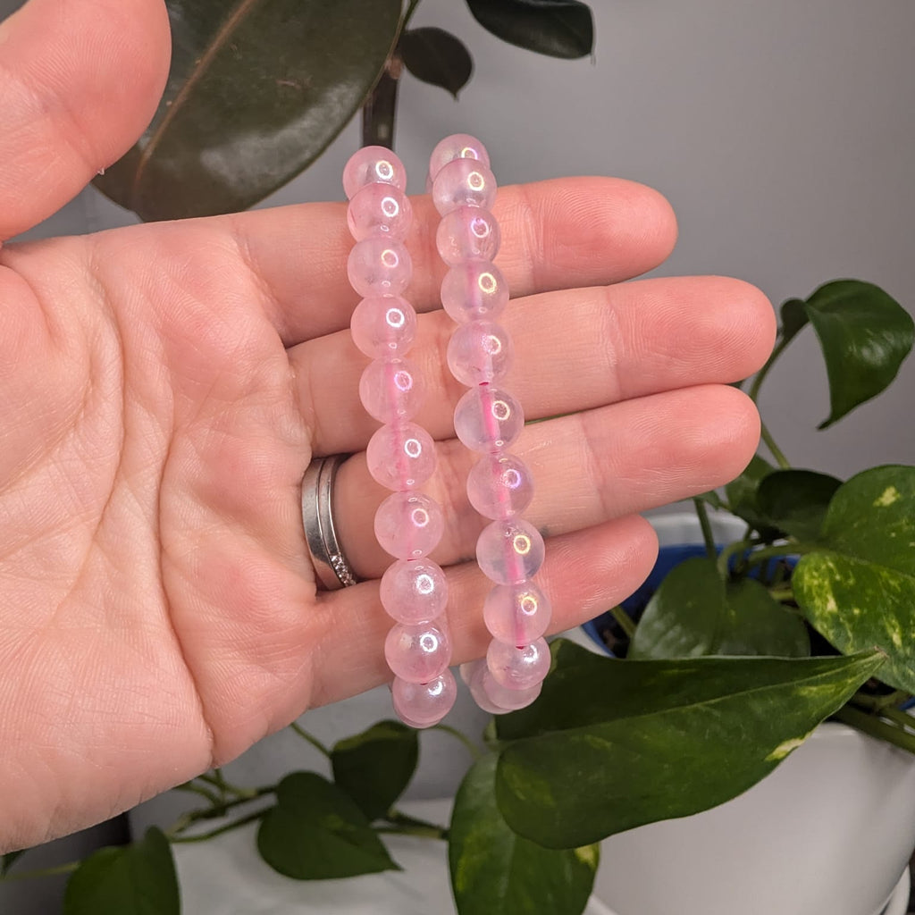 Aura Rose Quartz Beaded Bracelet