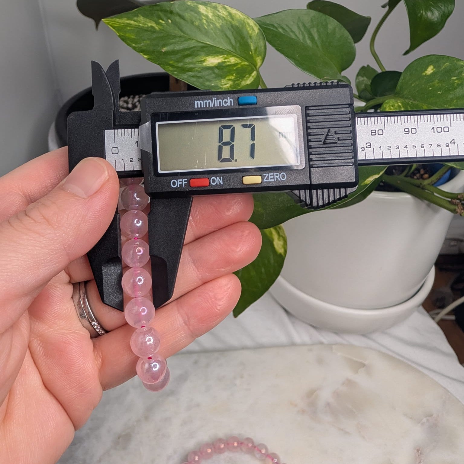 Aura Rose Quartz Beaded Bracelet