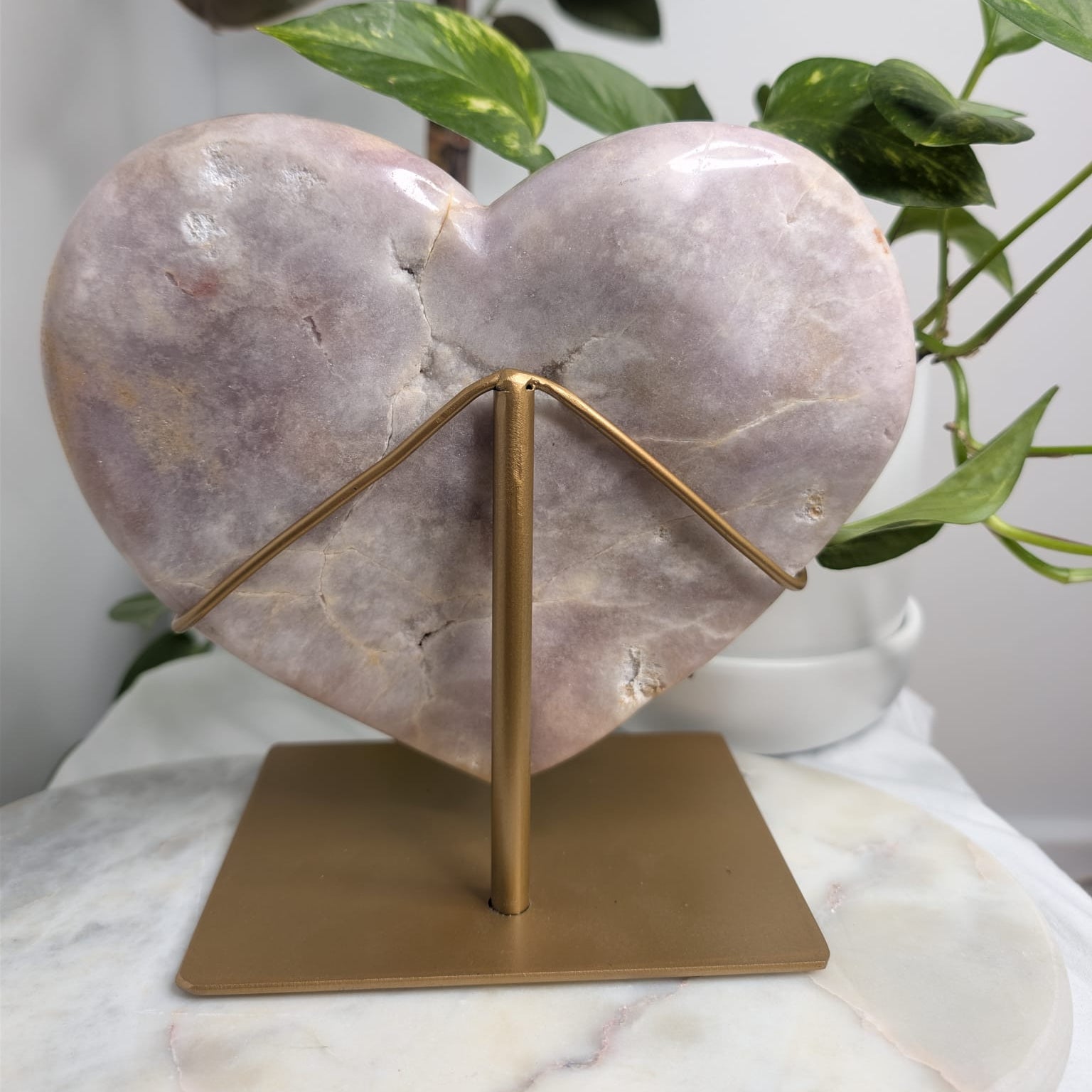 Pink Amethyst Heart on Stand
