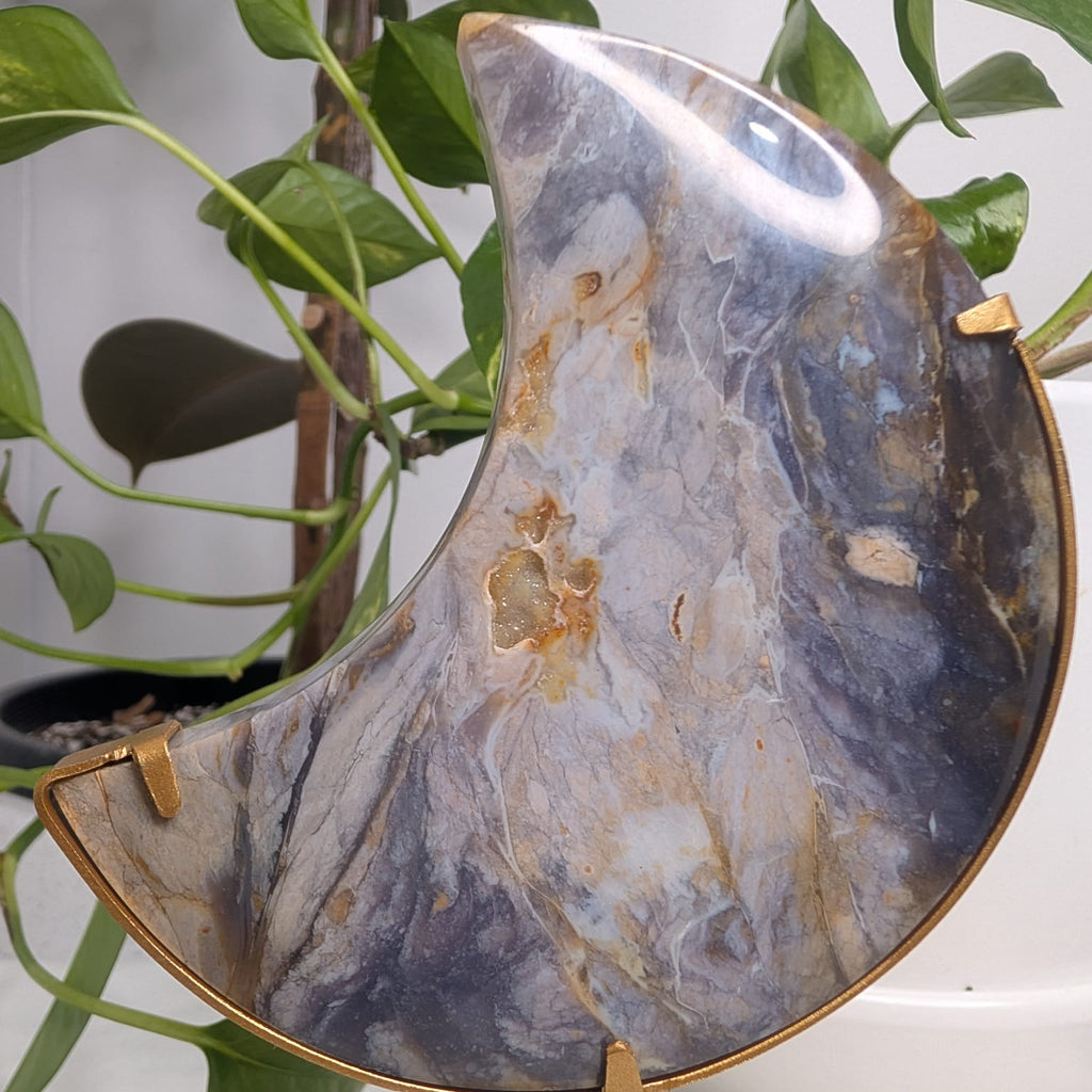 Purple Chalcedony Moon on Stand