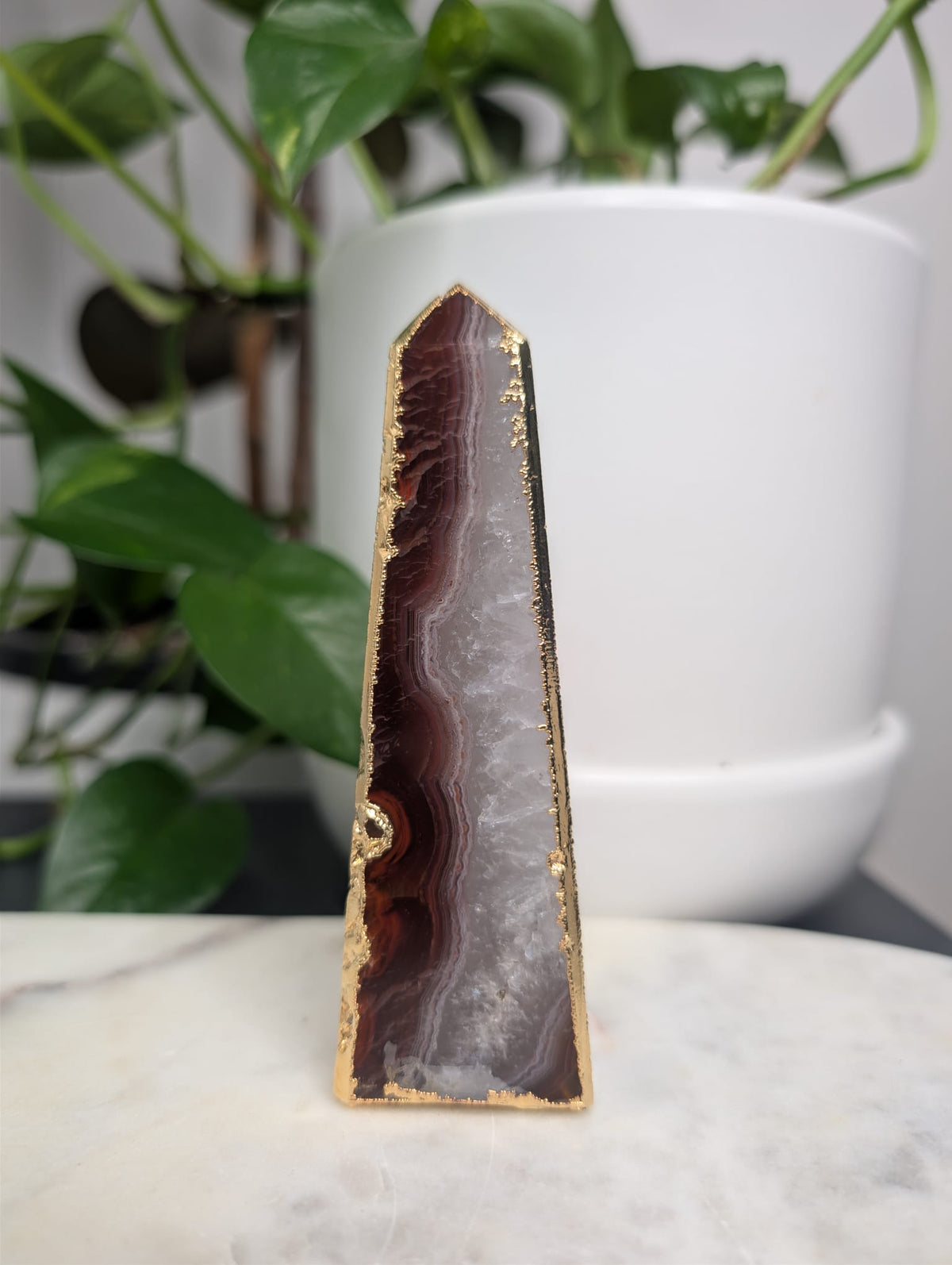 agate tower with gold lining