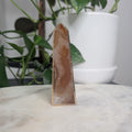 Peach Agate Obelisk with Gold Edge