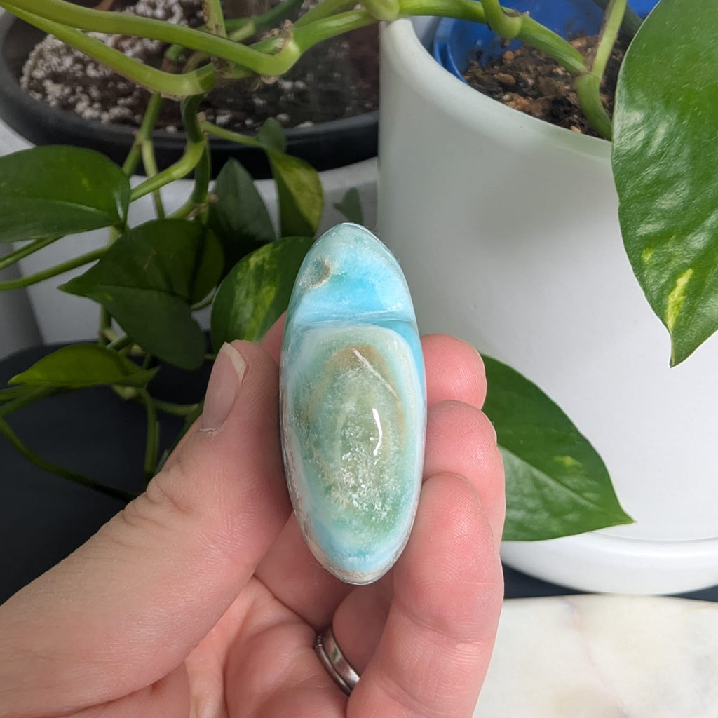 Blue Aragonite Heart with Natural Caves