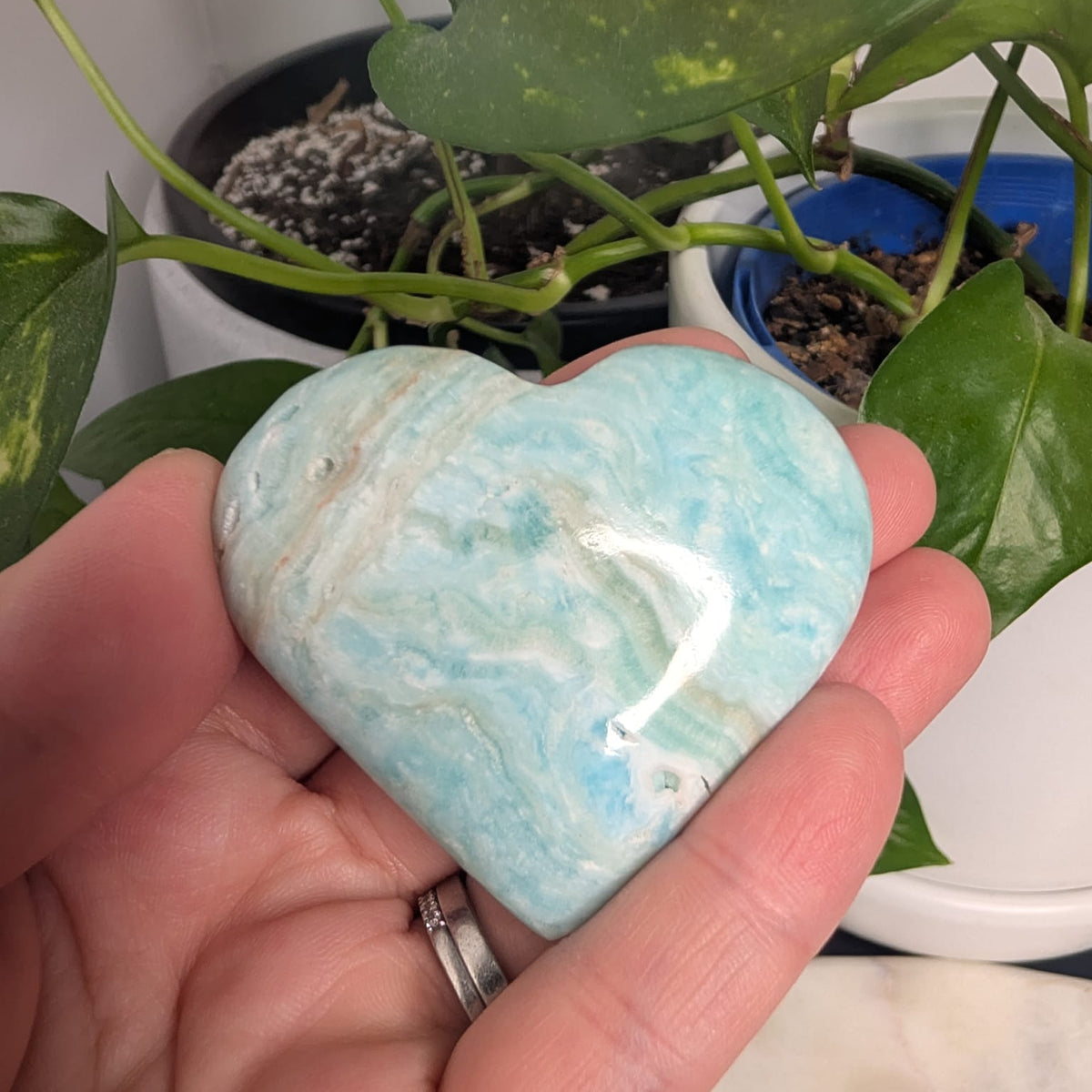 Blue Aragonite Heart