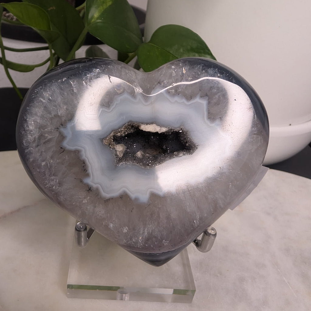 Grey Agate Druzy Heart