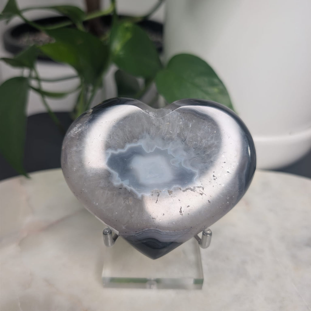 Grey Agate Druzy Heart