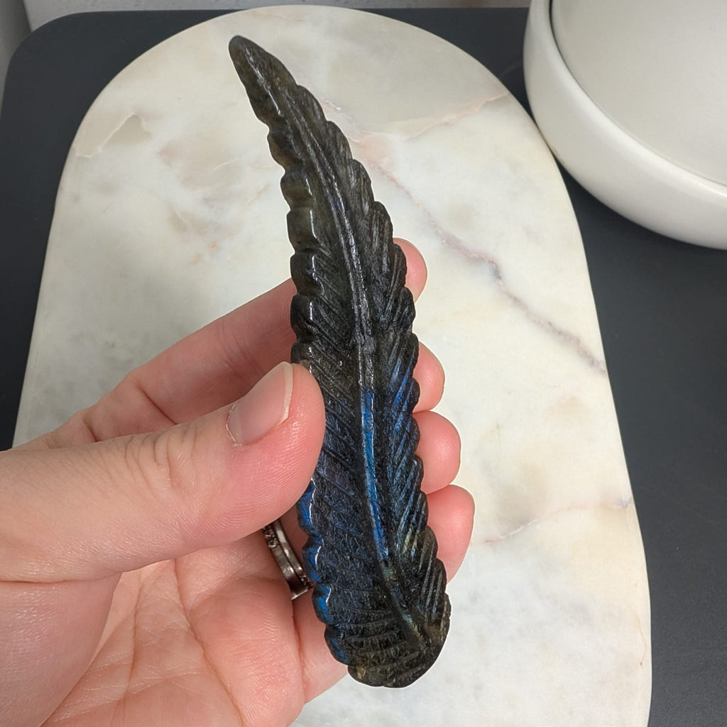 Labradorite Feather Carving