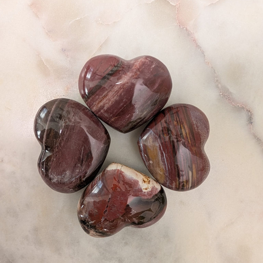 Petrified Wood Mini Hearts