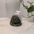 White Calcite Chipmunk on Serpentine