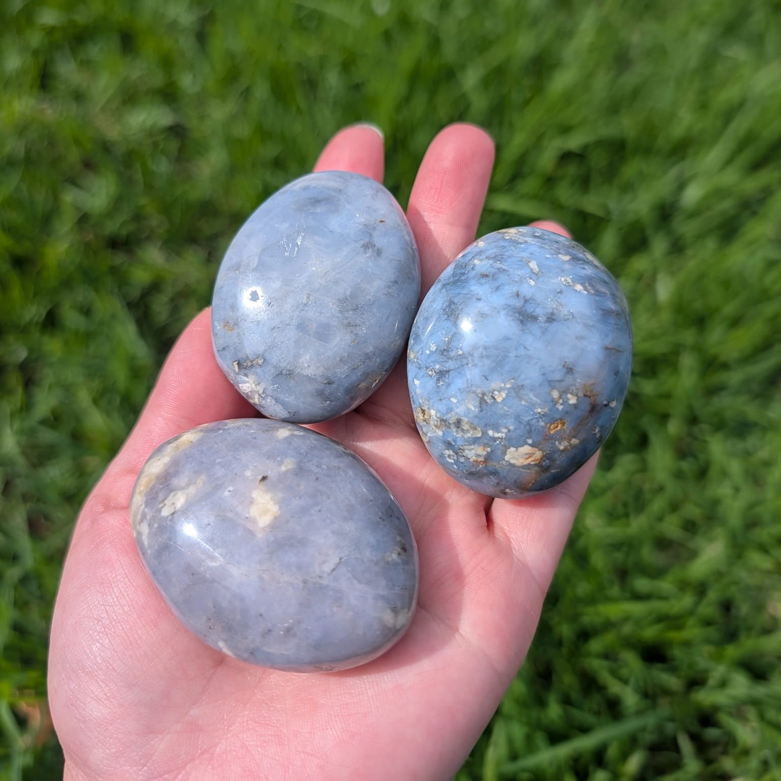 Blue Quartz Palm Stone