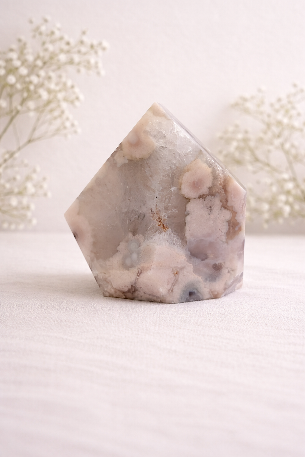 Pink Flower Agate Freeform