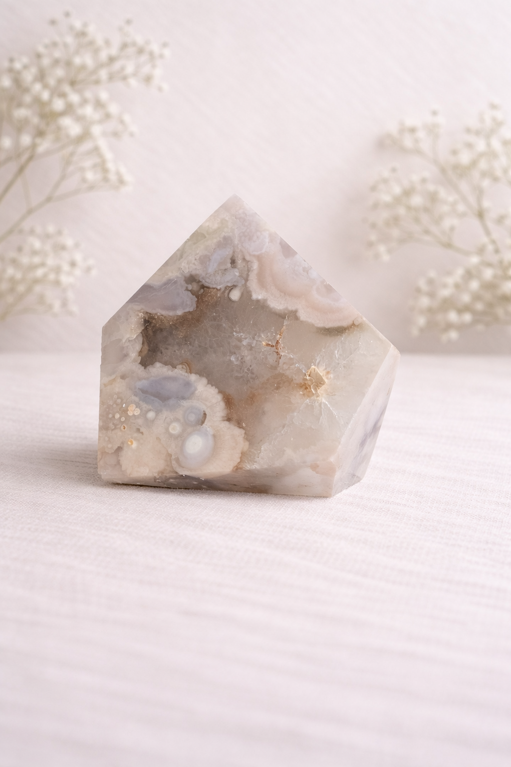 Pink Flower Agate Freeform