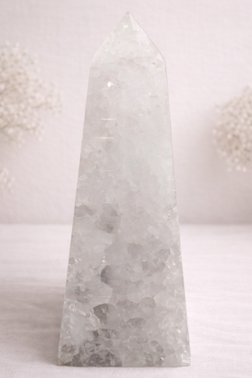 Clear Quartz Obelisk with Druzy