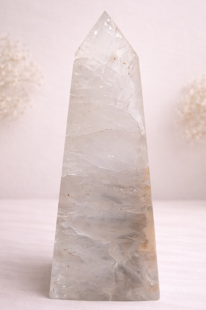 Clear Quartz Obelisk with Druzy
