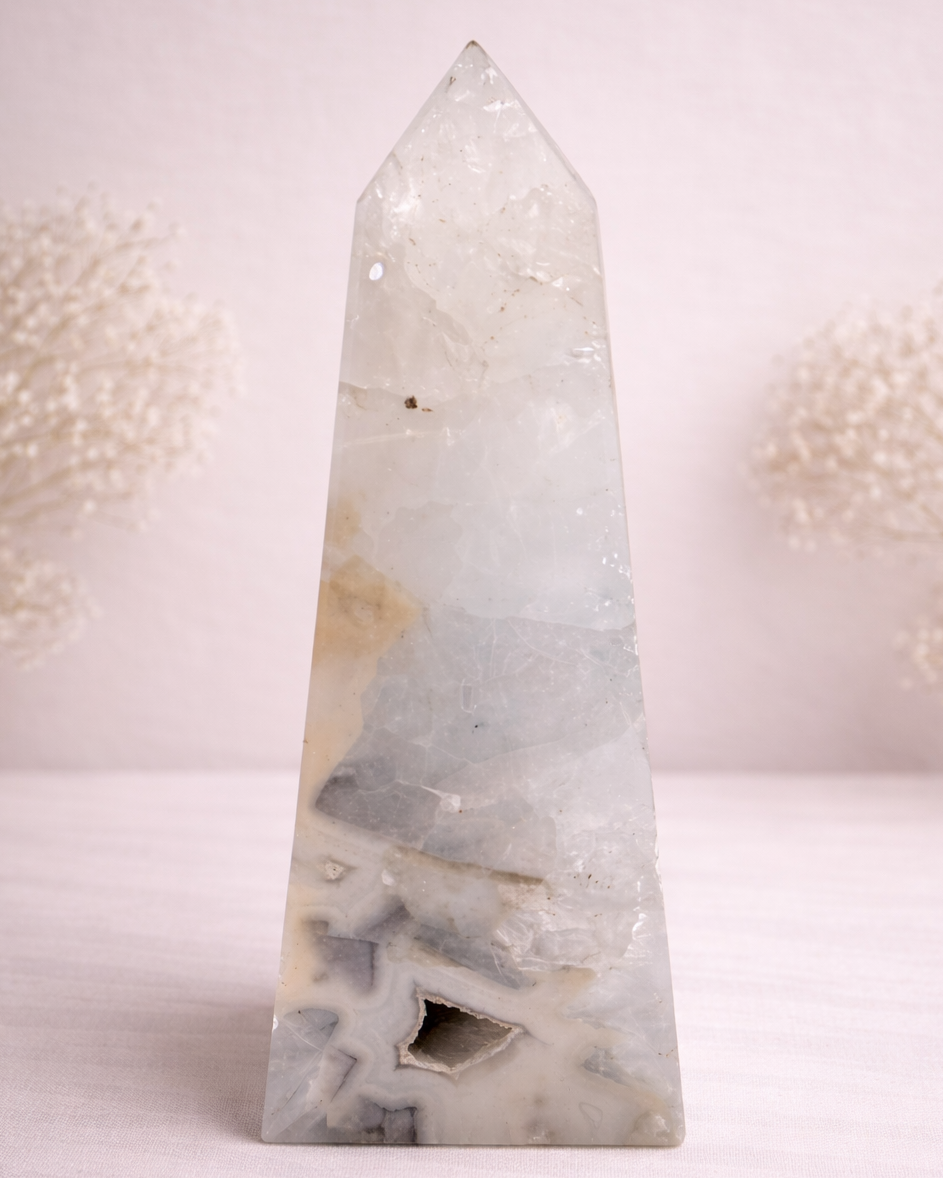 Clear Quartz Obelisk with Druzy