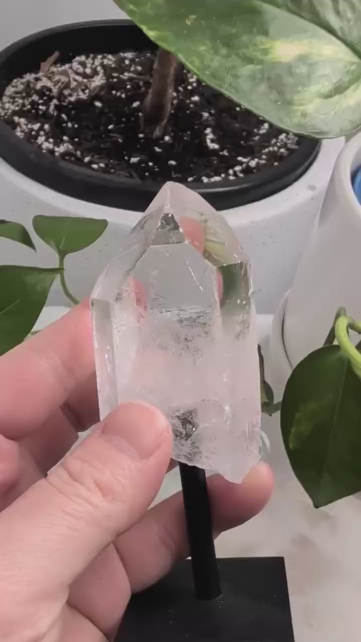 Clear Quartz on Metal Stand