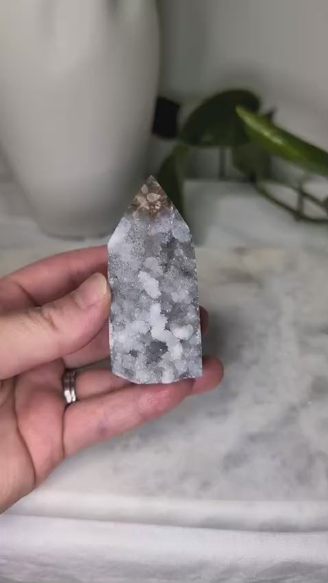 Druzy Agate Quartz Obelisk