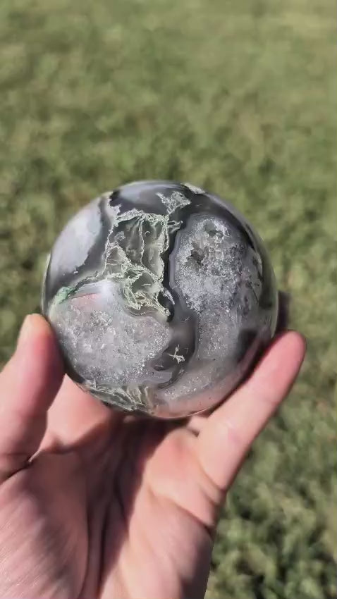 Moss Agate Druzy Sphere