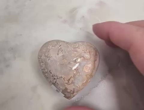 Peach Plume Agate Heart