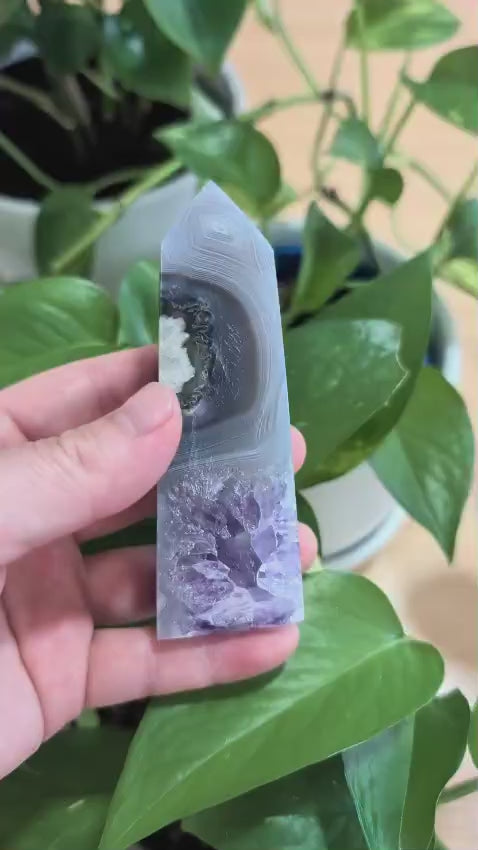 Druzy Agate Amethyst Tower
