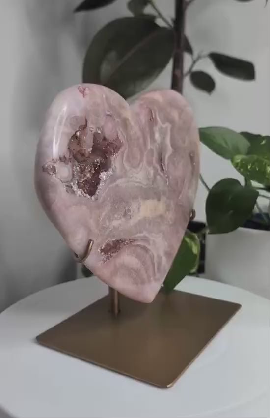 Pink Amethyst Heart on Stand