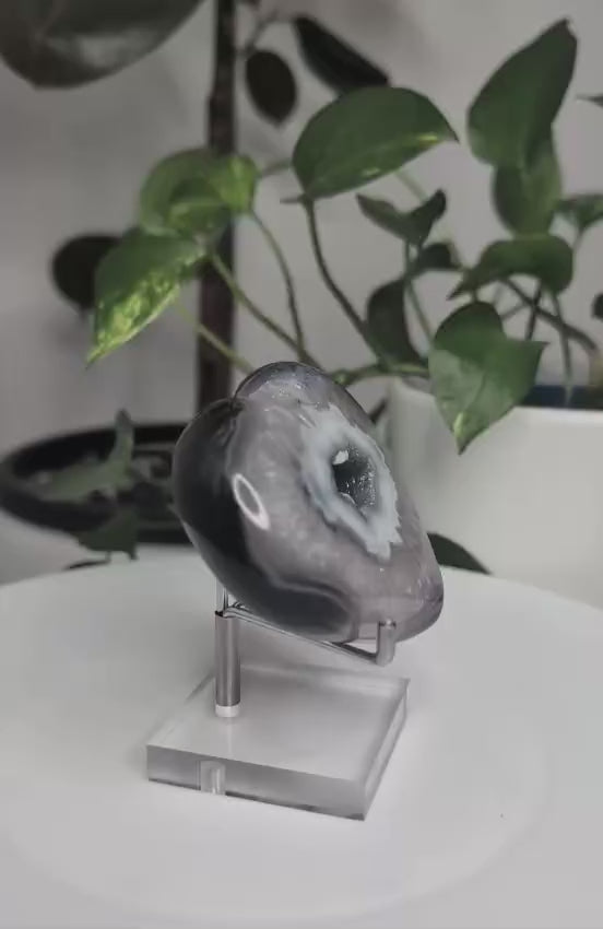 Grey Agate Druzy Heart