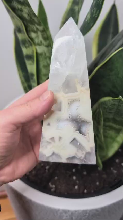 Clear Quartz Obelisk with Druzy